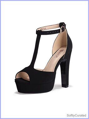 Platform Chunky High Heel Peep Toe T-Strap Sandals